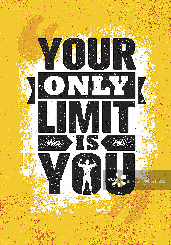 你唯一的限制就是你自己。鼓舞创意动机引用海报模板。矢量排版横幅设计概念图片素材