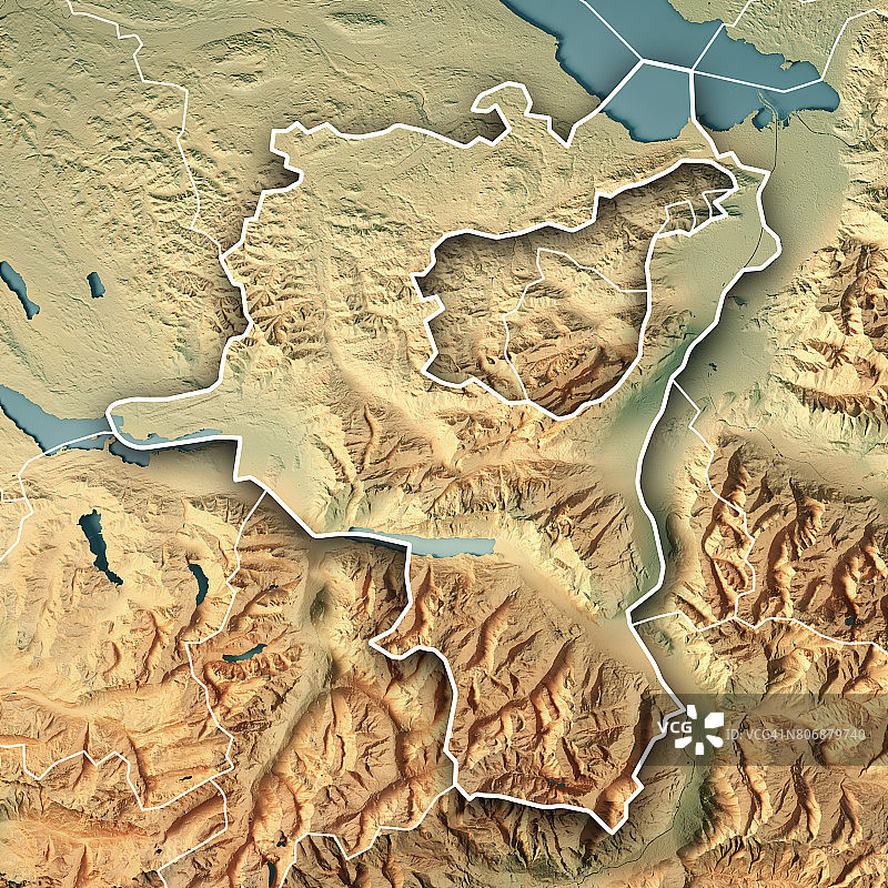 圣加仑广东瑞士三维渲染地形图边界图片素材