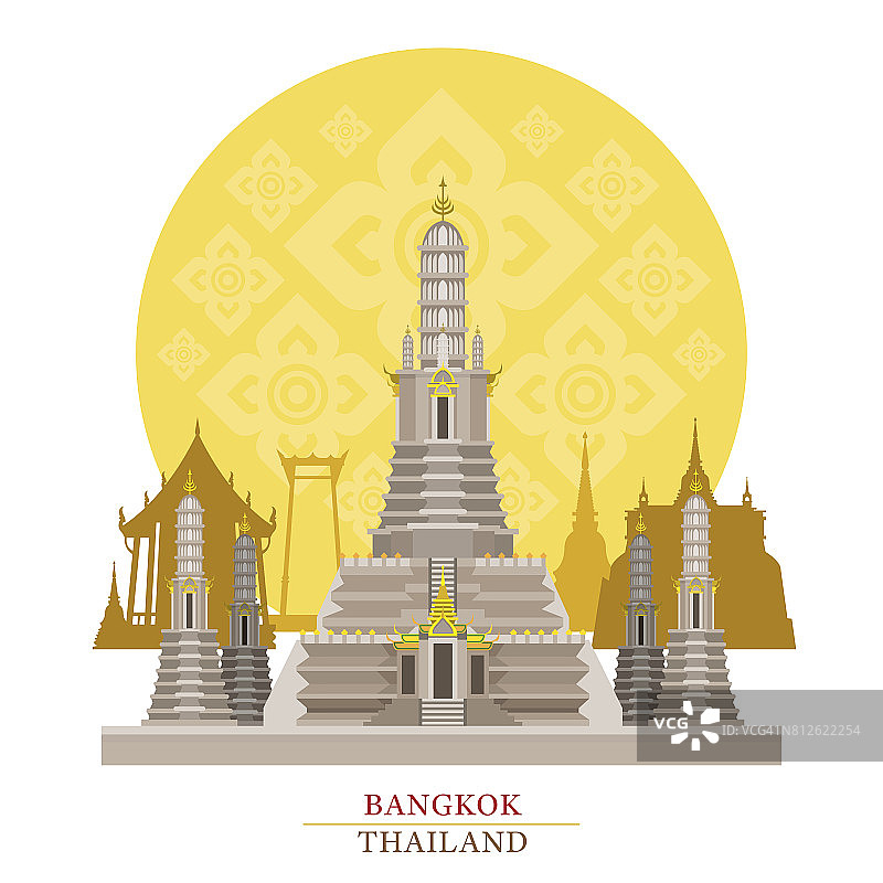 Wat Arun(寺庙的黎明)，曼谷，泰国装饰背景图片素材