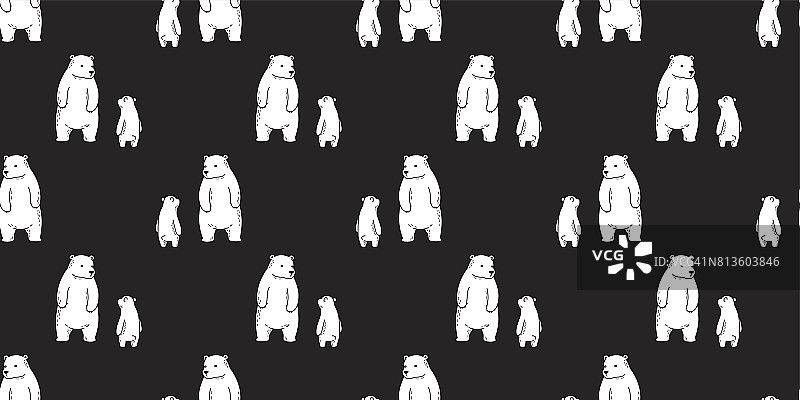北极熊黑熊无缝图案矢量壁纸背景图片素材
