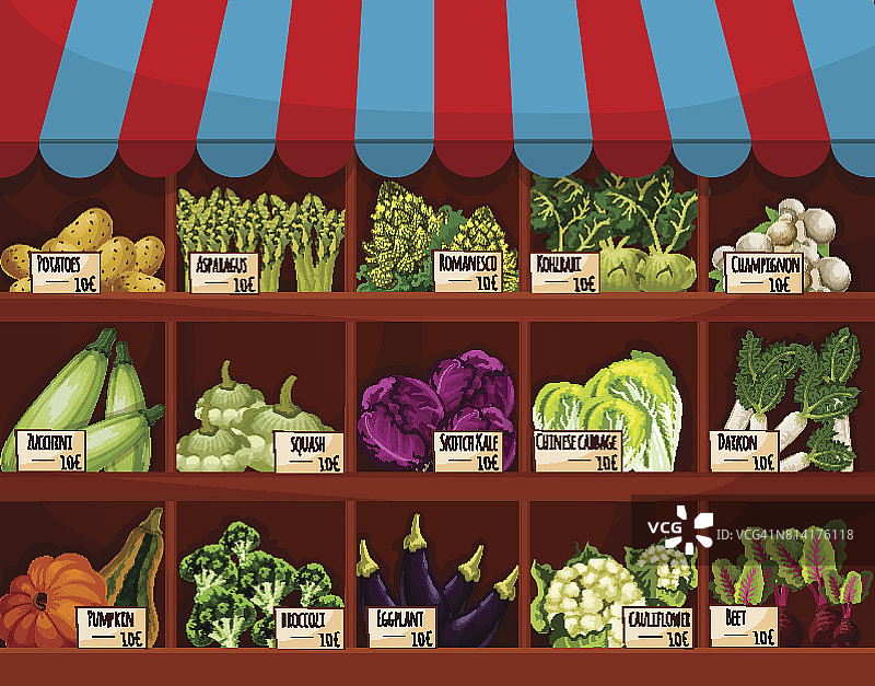 食品市场的蔬菜橱窗图片素材