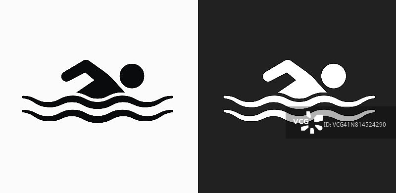 游泳图标在黑色和白色矢量背景图片素材