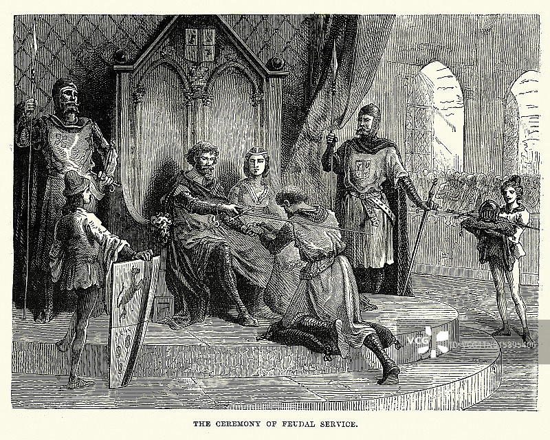 中世纪向封建领主宣誓效忠的骑士图片素材