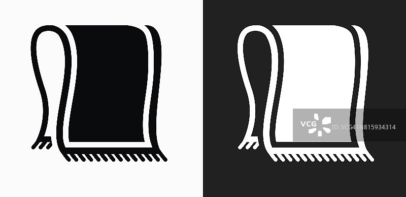 海滩浴巾图标上的黑色和白色矢量背景图片素材