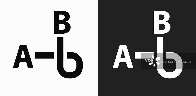 黑色方形按钮从A到B方向图标上的黑色和白色矢量背景图片素材