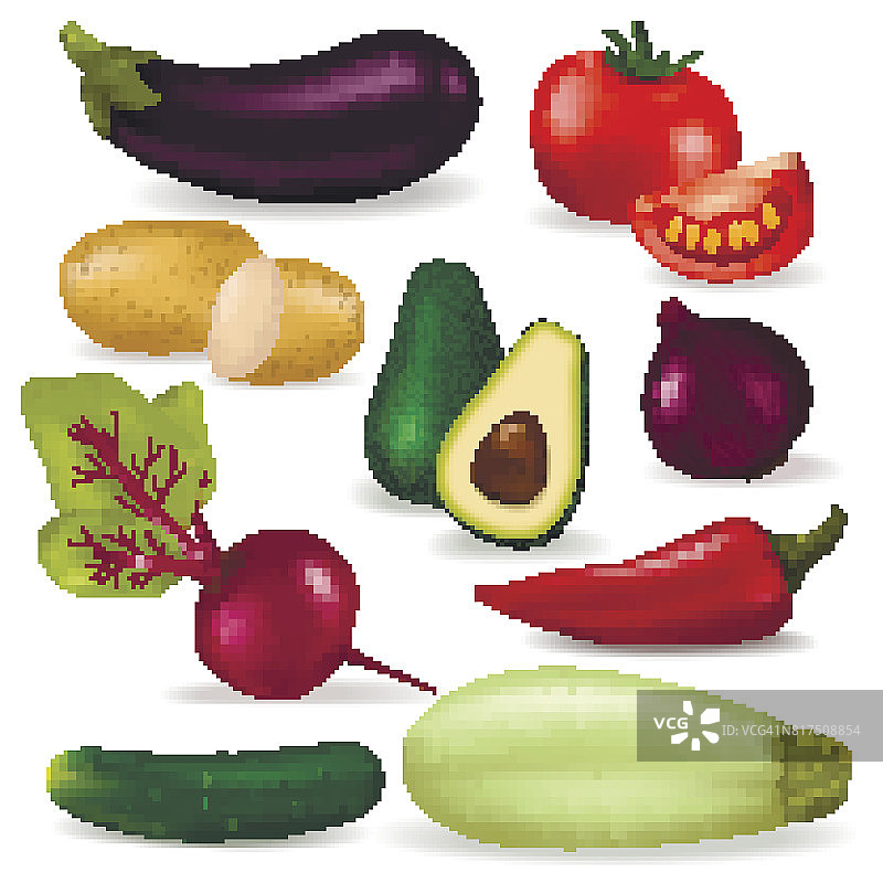 逼真的3d蔬菜素食自然有机食物矢量新鲜素食健康农业插图图片素材