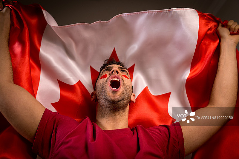 加拿大人挥舞着加拿大国旗图片素材