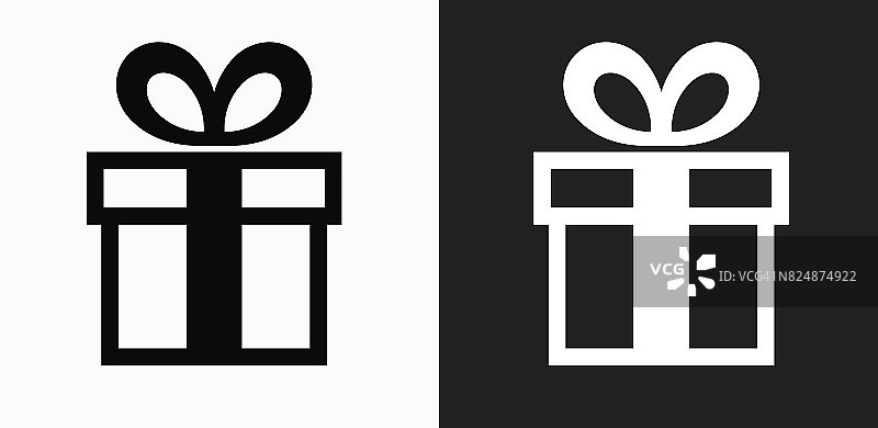 礼盒图标上的黑色和白色矢量背景图片素材