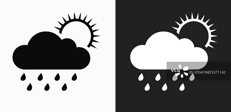 雨天天气图标上的黑色和白色矢量背景图片素材