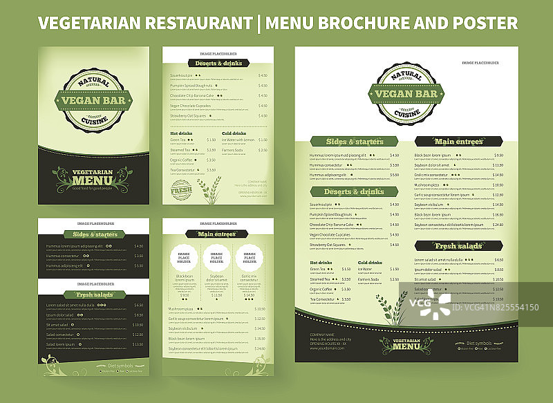 素食餐厅矢量宣传册模板图片素材