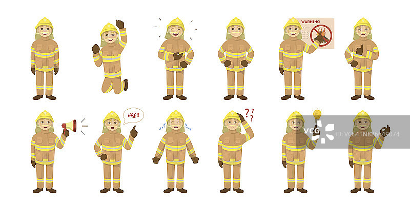 消防员emoji集。图片素材