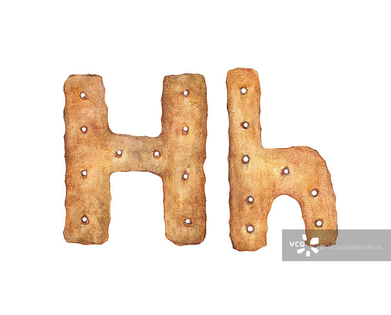 饼干字母H在白色背景。饼干字体。食品标志美国广播公司图片素材