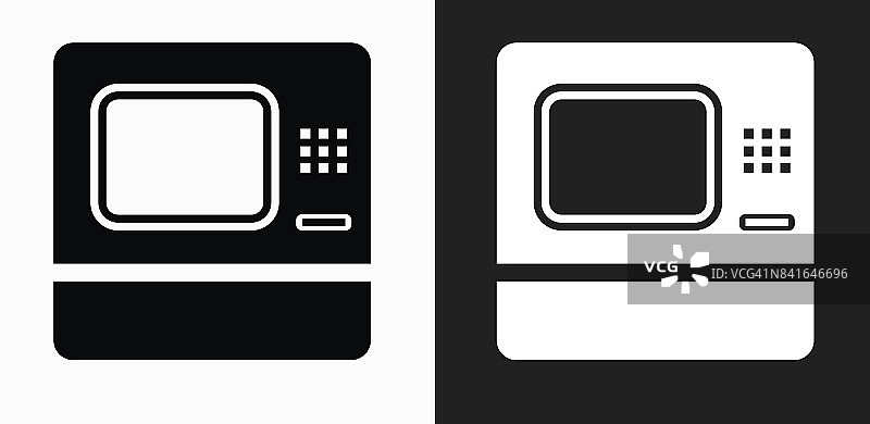 ATM机图标上的黑色和白色矢量背景图片素材