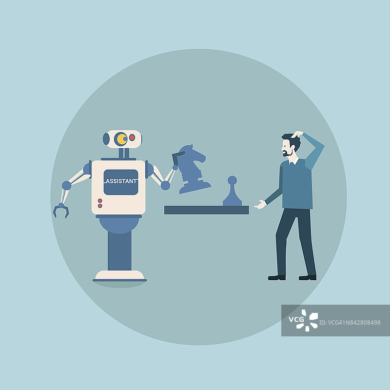 现代机器人与人下棋概念未来人工智能机制技术图片素材
