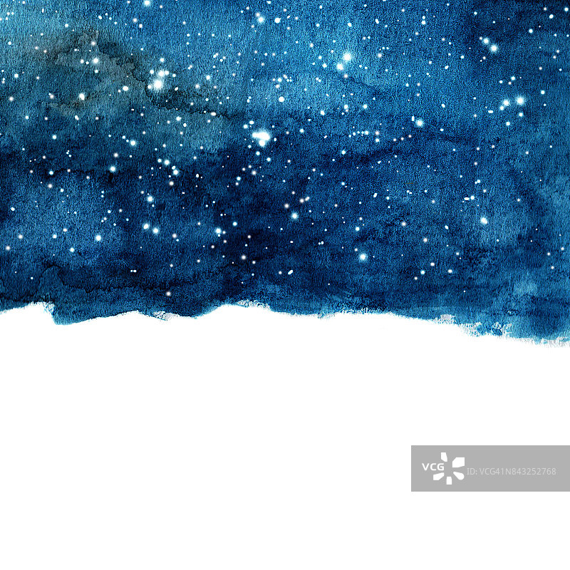水彩夜空背景与星星。宇宙布局与空间的文本。图片素材