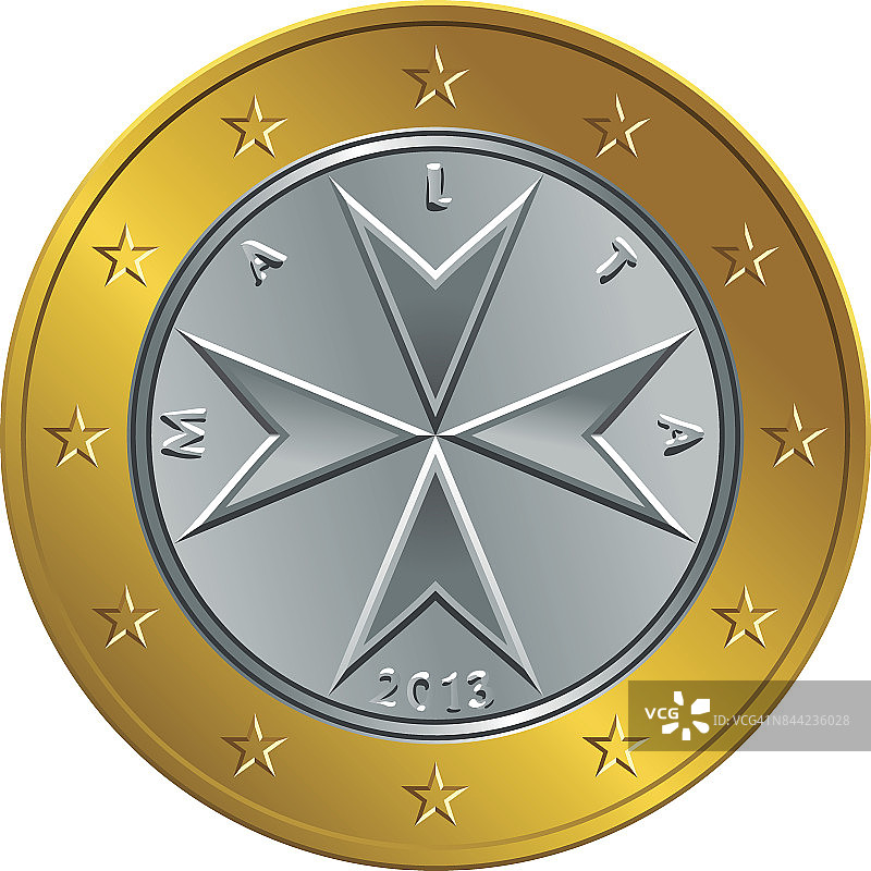 矢量马耳他货币黄金欧元硬币一欧元图片素材