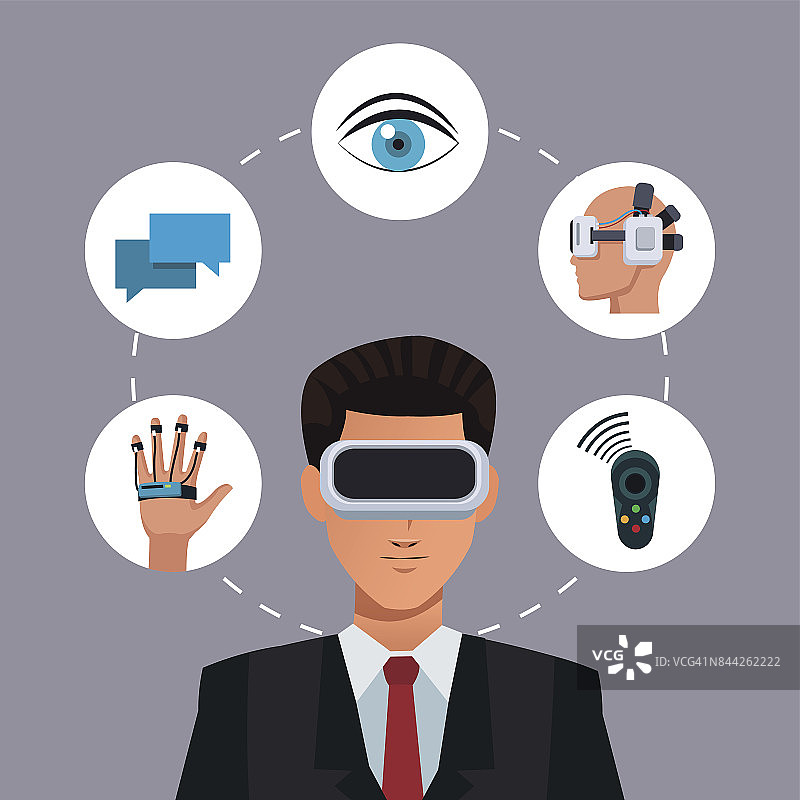 人虚拟现实眼镜连接可穿戴智能图片素材