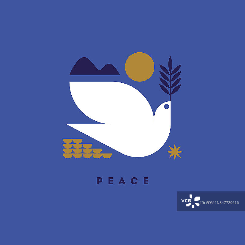 和平日贺卡与飞翔的鸽子和希望的象征图片素材