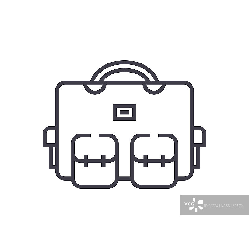 旅行袋，度假案例矢量线图标，标志，插图的背景，可编辑的笔触图片素材