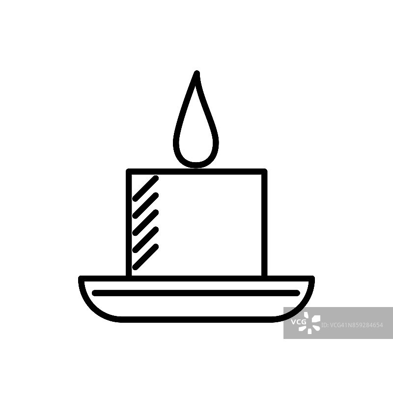 蜡烛在水疗矢量线图标，标志，插图的背景，可编辑的笔触图片素材