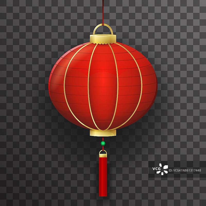 中国纸灯笼标志透明背景模型图标三维现实设计矢量插图图片素材