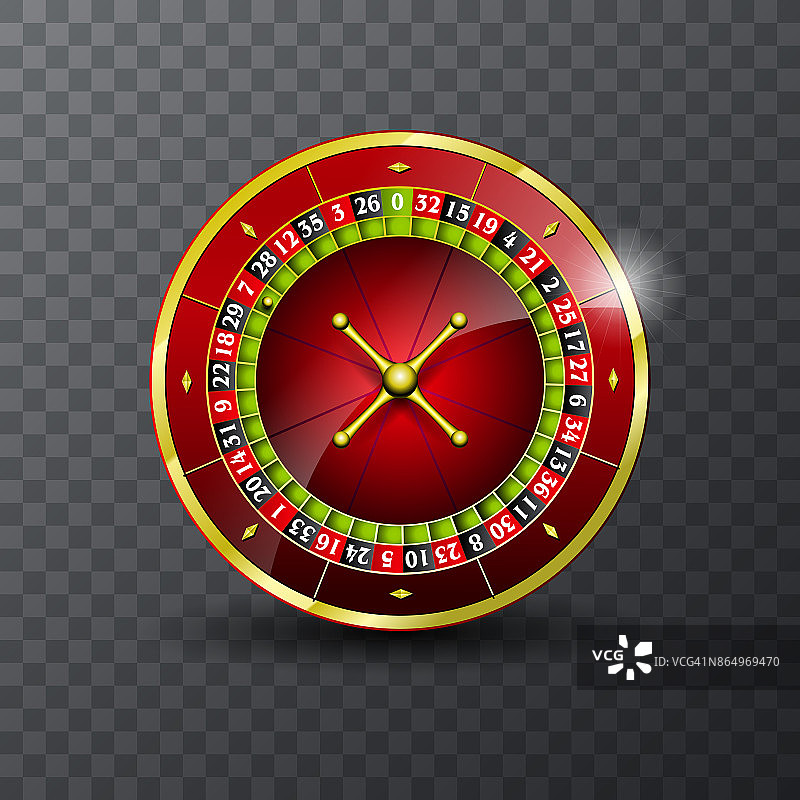 矢量插图上的赌场主题与轮盘赌轮在透明的背景。图片素材