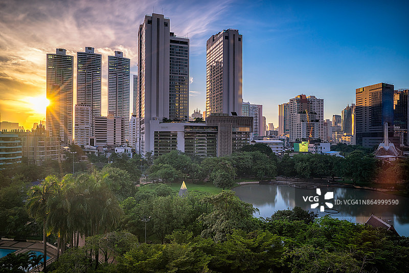 曼谷全景的日落景色图片素材