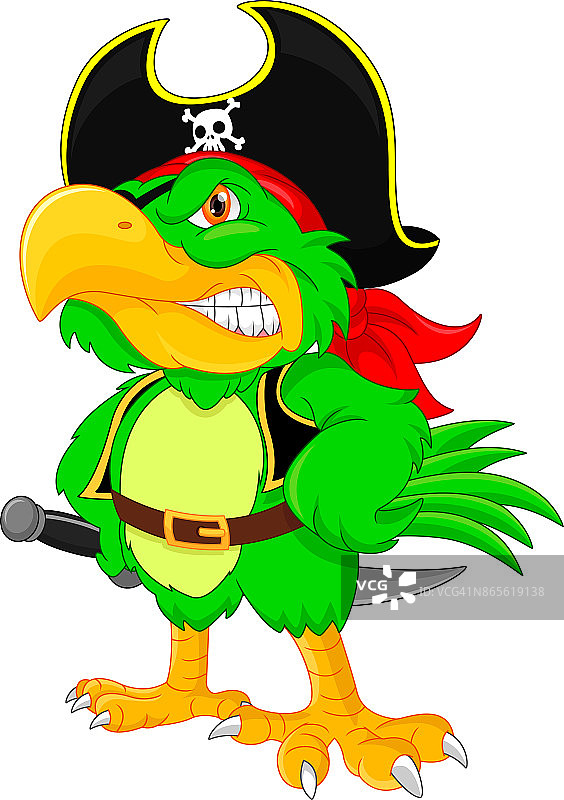 海盗鹦鹉卡通图片素材