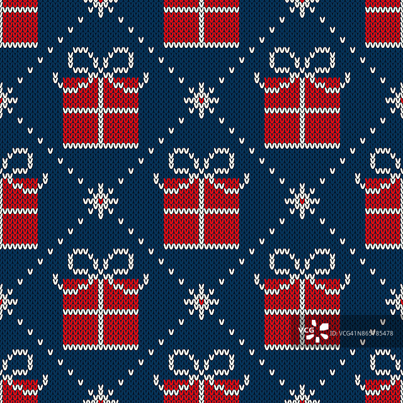 一款冬日无缝针织圣诞礼盒。针织羊毛衫设计图片素材