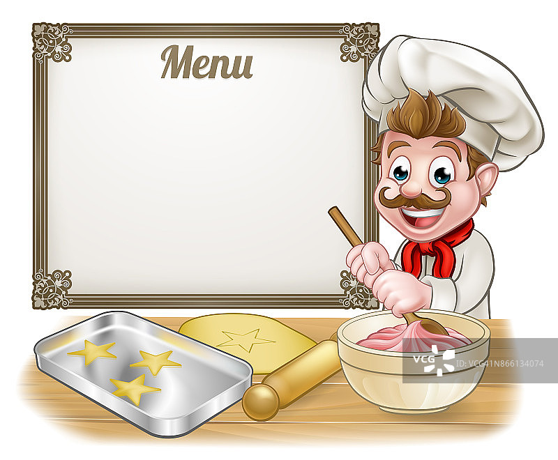 面包师或糕点厨师菜单标志图片素材