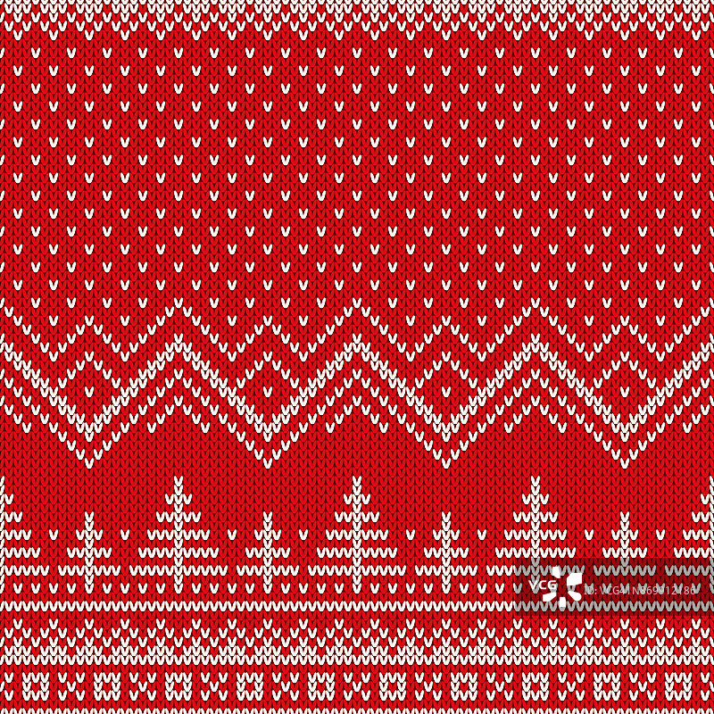 一棵圣诞树冬季无缝针织图案。针织羊毛衫设计。仿羊毛针织物图片素材