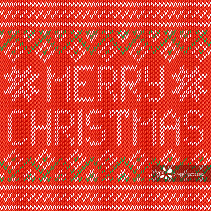 针织圣诞背景。圣诞贺卡与针织图案在红色，绿色和白色图片素材