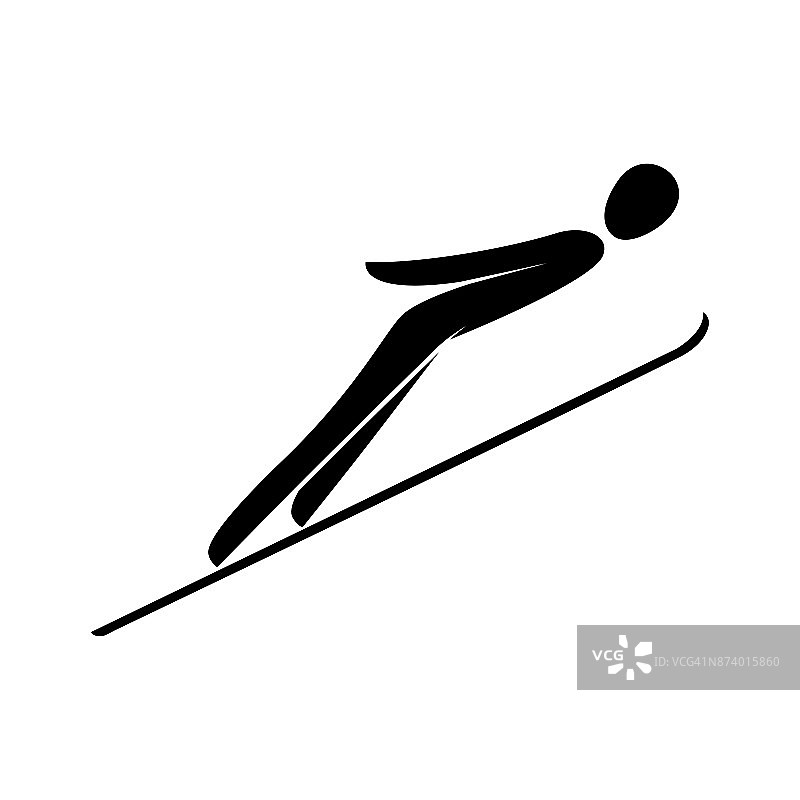 剪影跳台滑雪运动员孤立。冬季运动会纪律图片素材