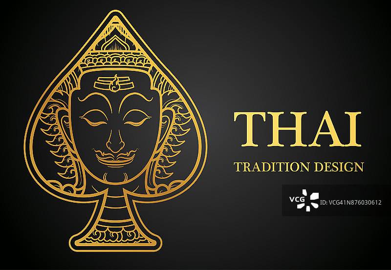泰国艺术元素传统设计金贺卡，封面。矢量图片素材