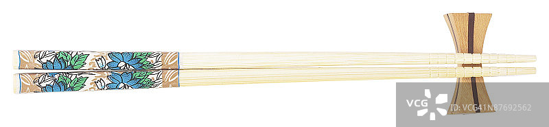 白色背景下筷子的特写镜头图片素材