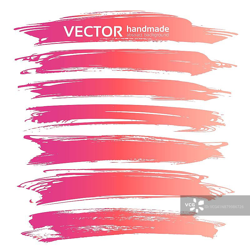 抽象的大长粉色笔触设置孤立的白色背景图片素材