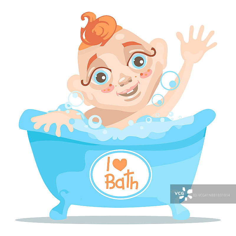 白人婴儿，女孩/男孩，孩子，在浴缸里的孩子图片素材
