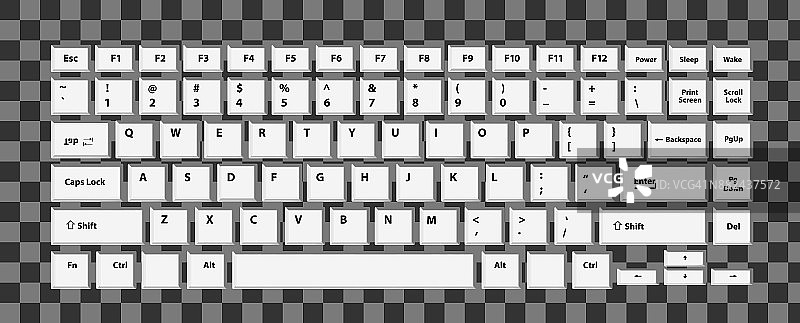 白色键盘笔记本电脑或电脑在白色背景图片素材