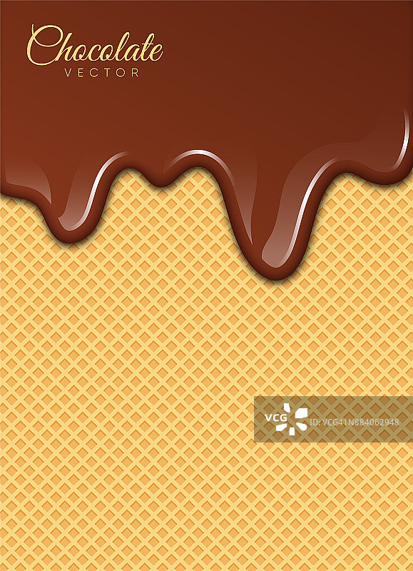 在威化饼上放液态巧克力。矢量图图片素材