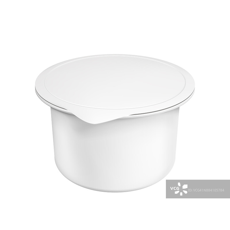 真实的白色模拟空白塑料容器酸奶。图片素材