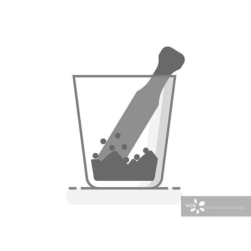 科学玻璃砂浆-实验室玻璃器皿图标11 -平面设计概念。矢量插图。图片素材