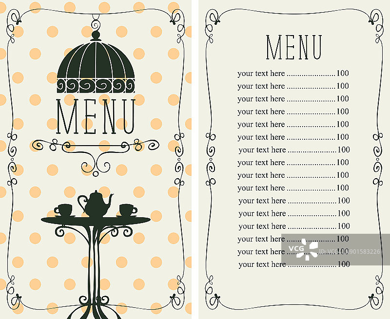咖啡馆的菜单，价格表和服务餐桌图片素材