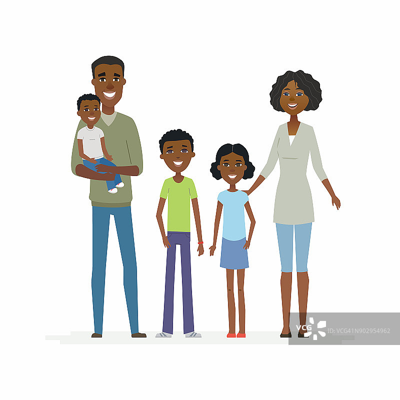 幸福非洲家庭-卡通人物人物孤立插图图片素材