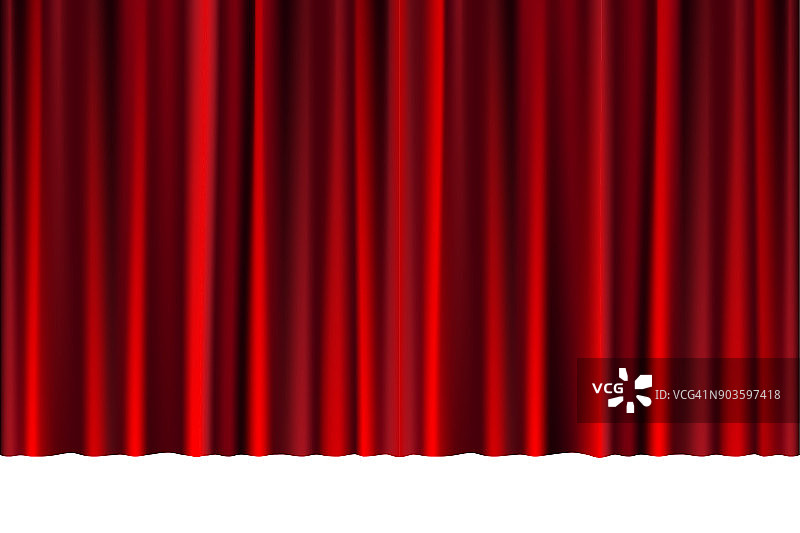 在剧院或典礼上为您设计的红色窗帘。被白色隔离的戏剧场景。矢量图图片素材
