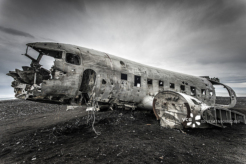 冰岛Sólheimasandur飞机失事图片素材