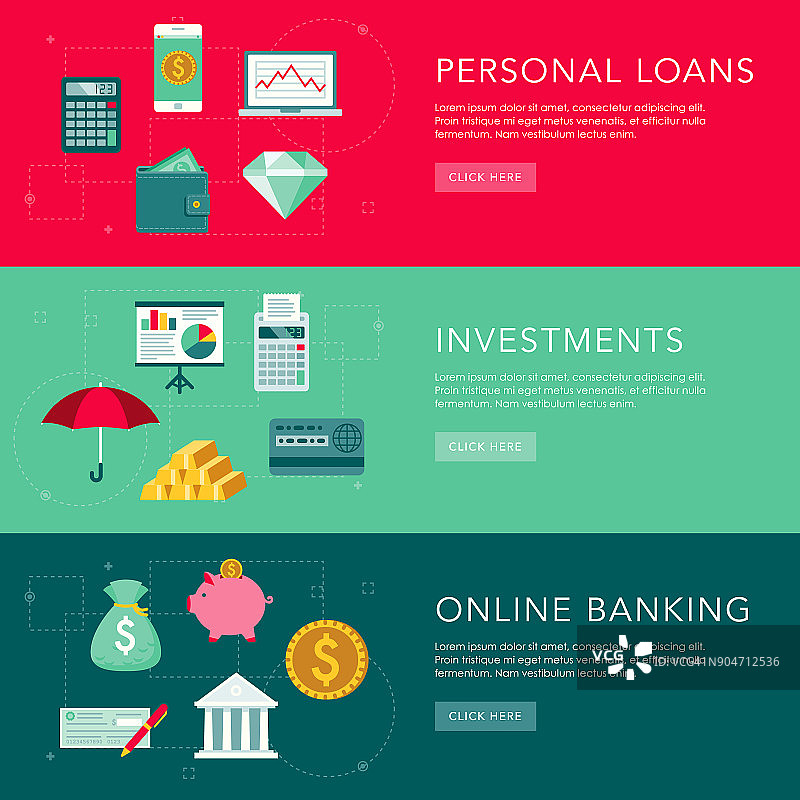 财务平面设计网站横幅集图片素材
