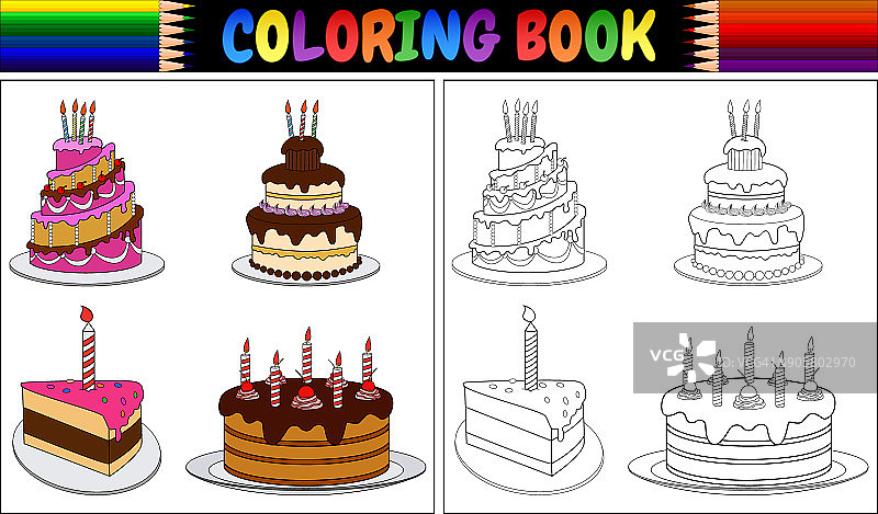 用蜡烛涂色生日蛋糕图片素材