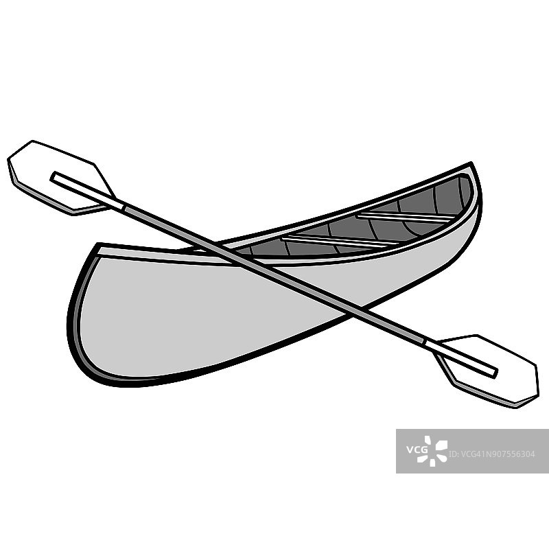 独木舟和桨插图图片素材