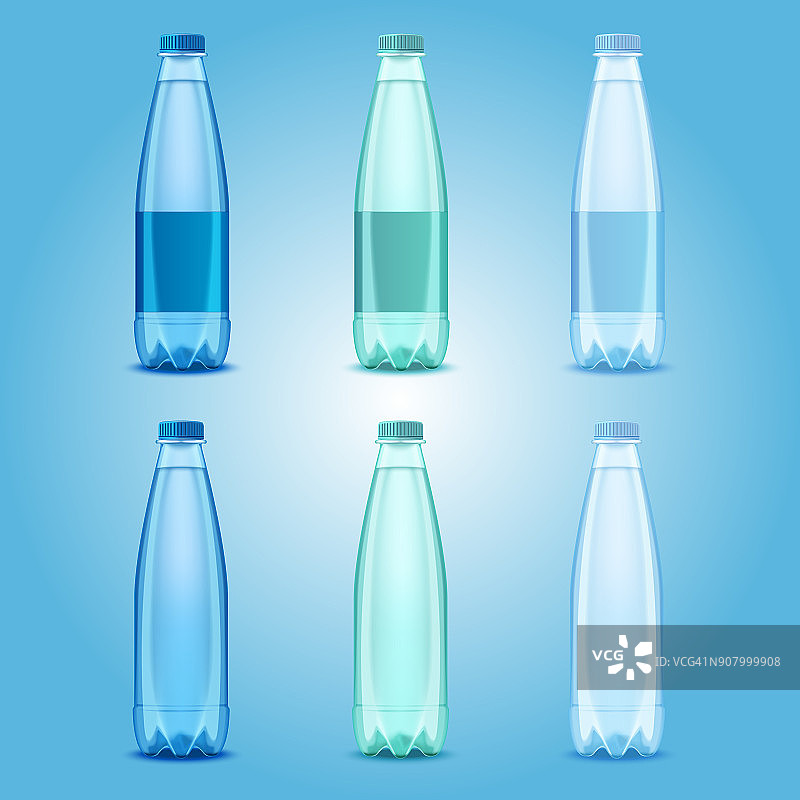 向量现实塑料饮水瓶设置图片素材