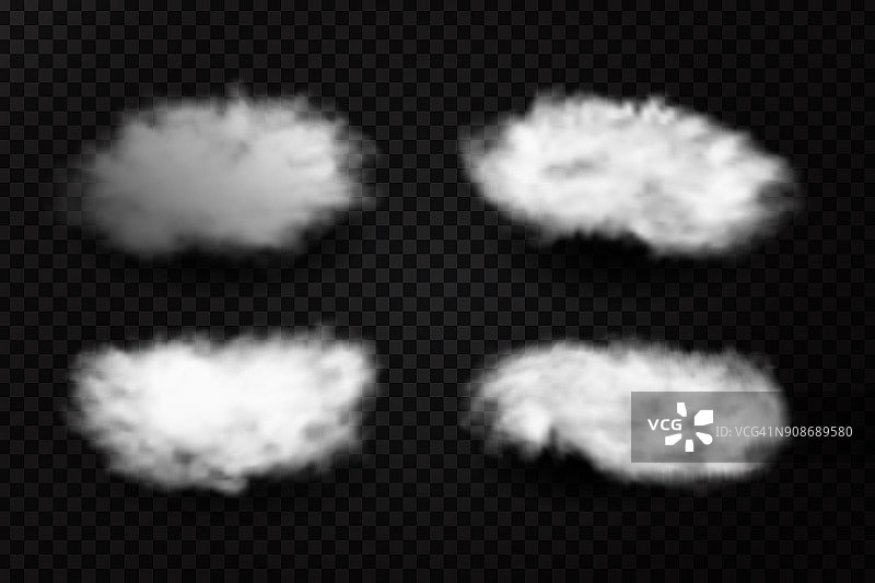 矢量现实孤立云的透明背景效果。图片素材